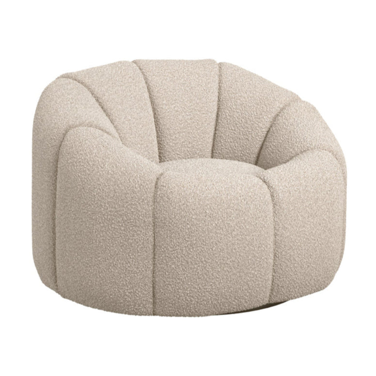 Nao Buff Cream Boucle Swivel Accent Chair